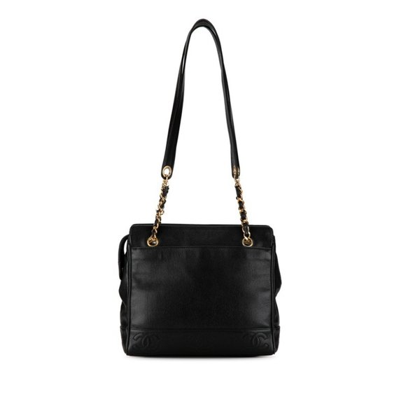 Chanel Triple Coco Mark Chain Tote Bag Shoulder Black Caviar Skin Women's CHANEL - Picture 3 of 10